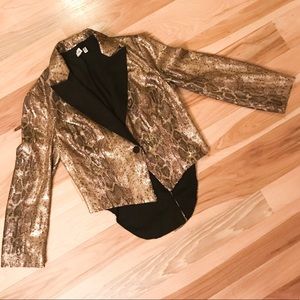 Robbi & Nikki Gold Sequin SnakePrint Tuxedo Jacket